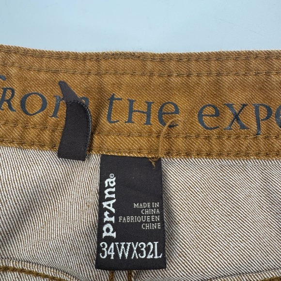 Prana Slim Fit Pants Mens 34x32 Brown Organic Cotton Blend Outdoor Chino Hiking - Picture 6 of 14